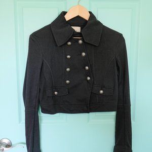 Mustard Seed Black Military Style Cropped Jacket